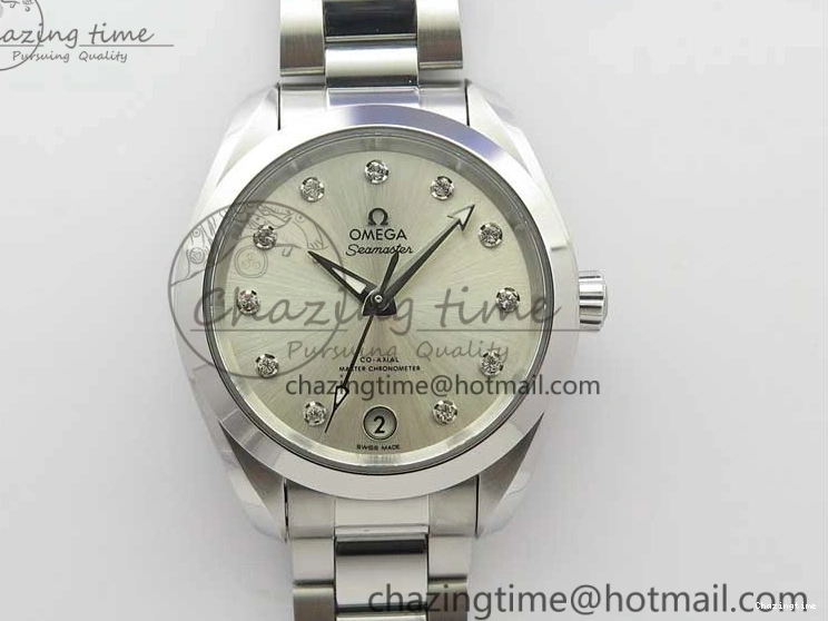 0321 SportInspired Aqua Terra 150M 34mm Ladies SS VSF 1:1 Best Edition Silver Dial Diamonds Markers on SS Bracelet A 7932